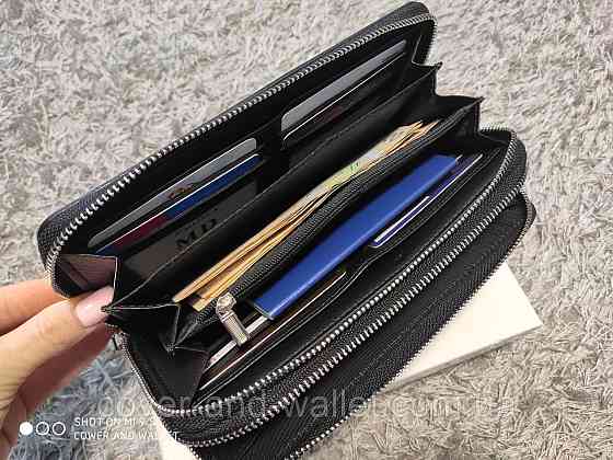 Чоловічий гаманець клатч на дві блискавки чорного кольору MD 207 Київ