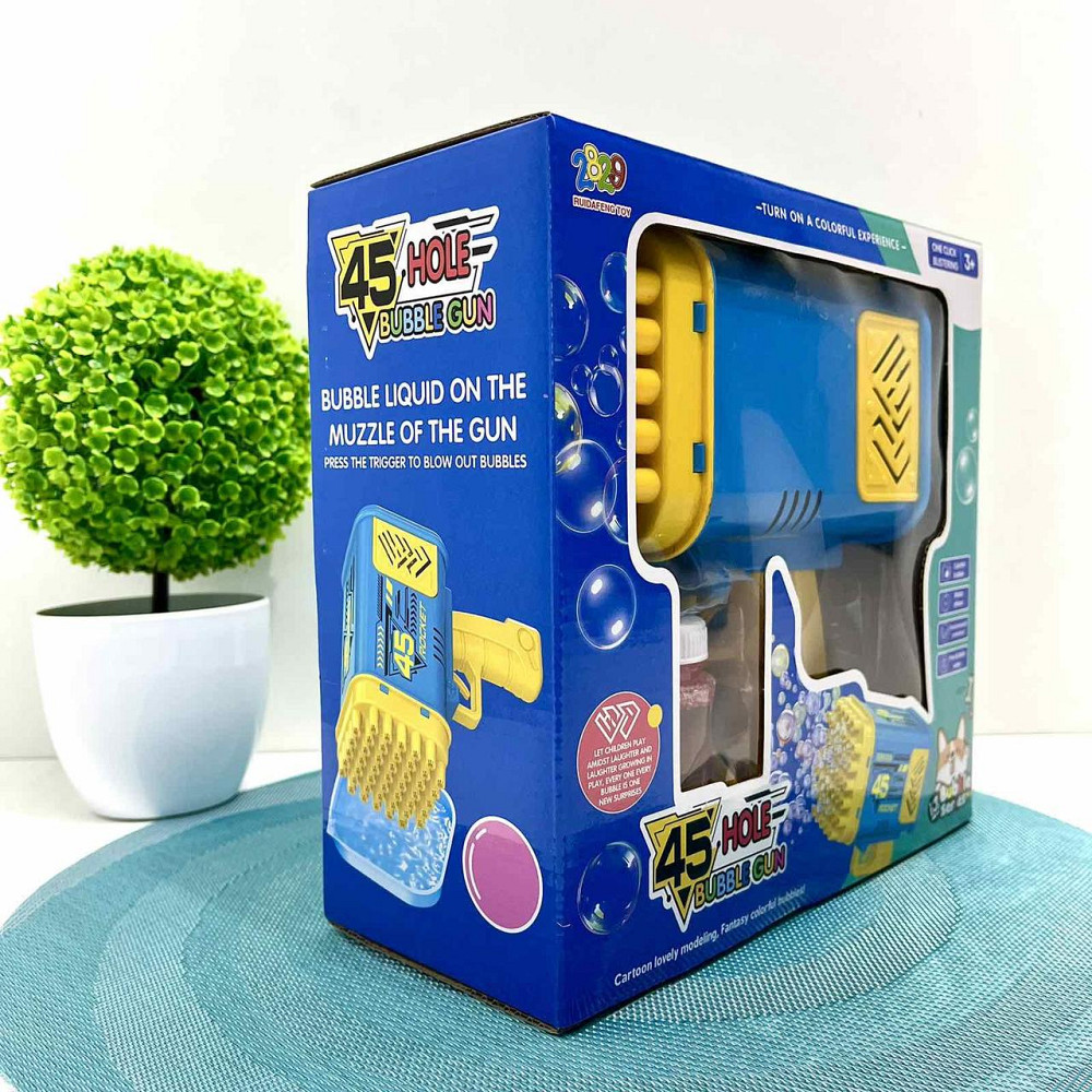 Пістолет для запуску мильних бульбашок 45 отворів 17 см Жовто-синій (2023-58A) Чернігів - фото 5