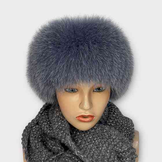 Меховая повязка на голову женская песцовая Серый Харьков