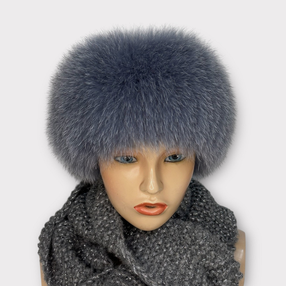 Меховая повязка на голову женская песцовая Серый Харьков - изображение 1