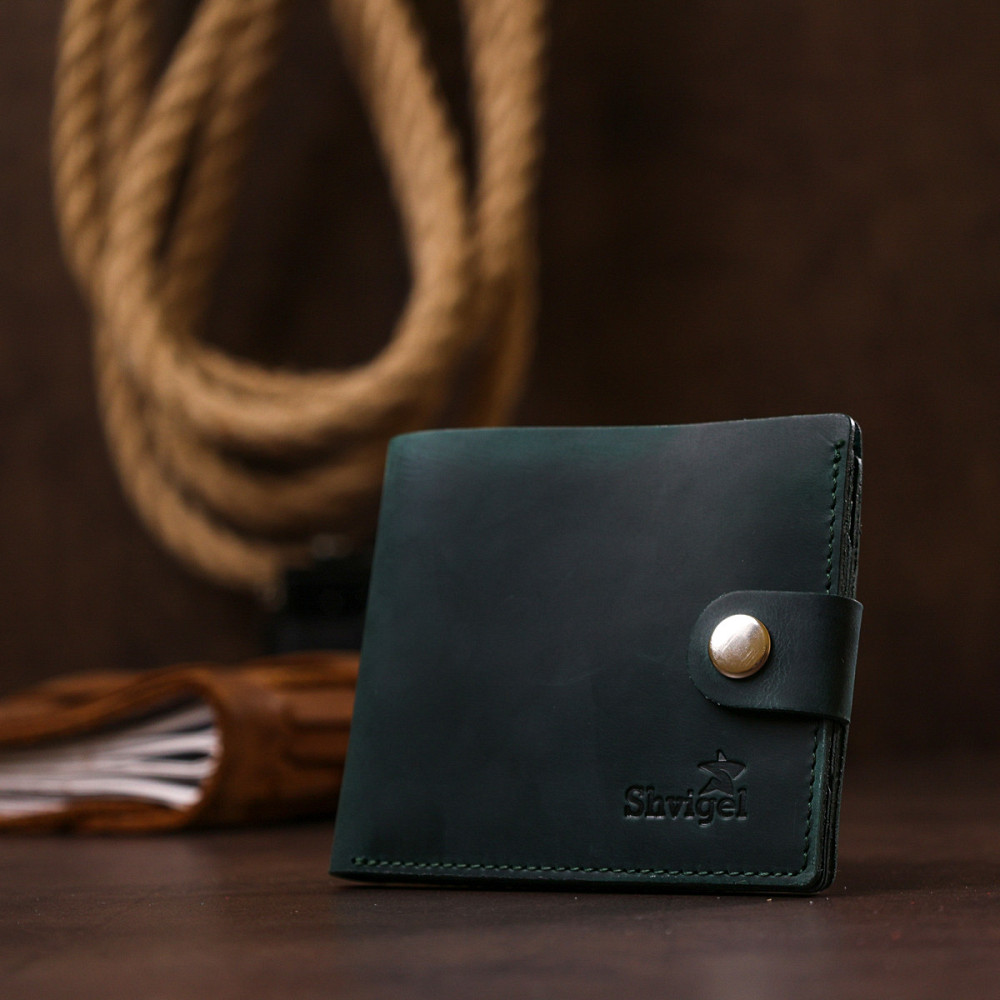 Модне вінтажне портмоне Shvigel 16498 Зелений Київ - фото 2