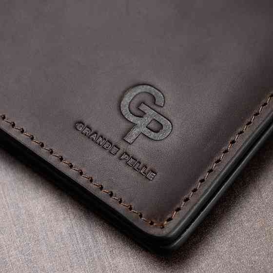 Кожаный мужской зажим для денег GRANDE PELLE 11543 Коричневый Киев