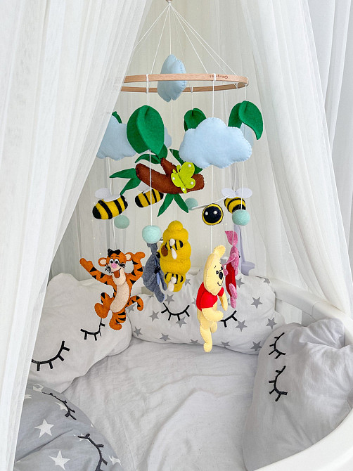 Дитячий мобіль на ліжечко для немовлят WooolyWool «Пригоди друзів» Київ - фото 8
