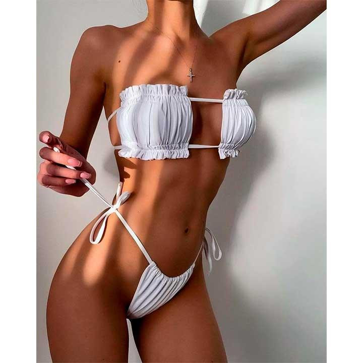 Купальник шторки на зав'язках S-M білий Вінниця - фото 5