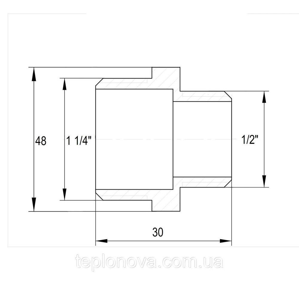 Ниппель редукционный никелированный 1 1/4″НР х 1/2″НР штампованный А0514А(нк) VA Черновцы - изображение 2