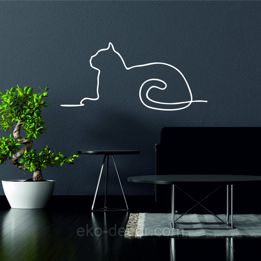 Декоративное настенное 3D Панно «Кот» Декор на стену с объемом 90*41 см, Белый Киев - изображение 2