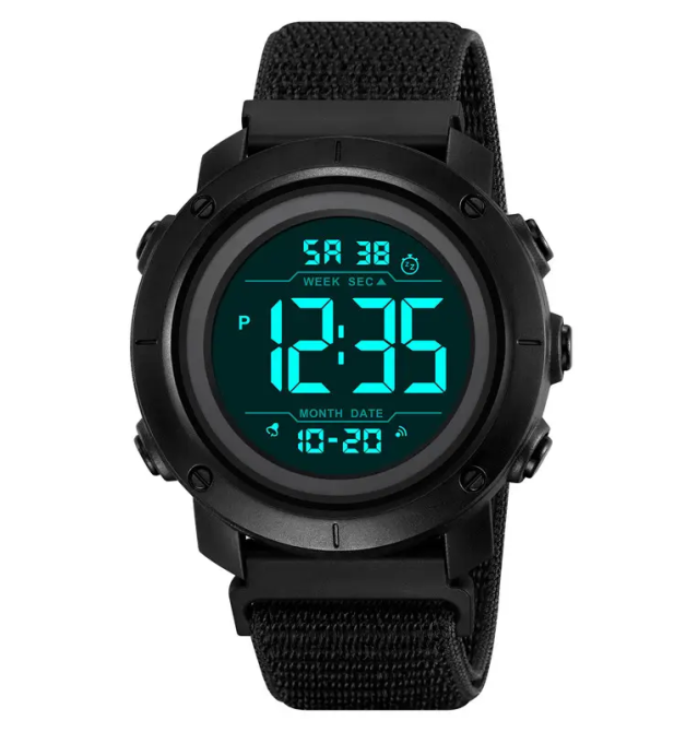 Мужские наручные часы Skmei 2497 с нейлоновым ремешком (Черный с черным) Винница - изображение 3