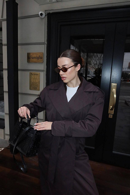 Женский стильный трендовый водоотталкивающий тренч качественный коттон + подклад Шоколад Одесса - изображение 3