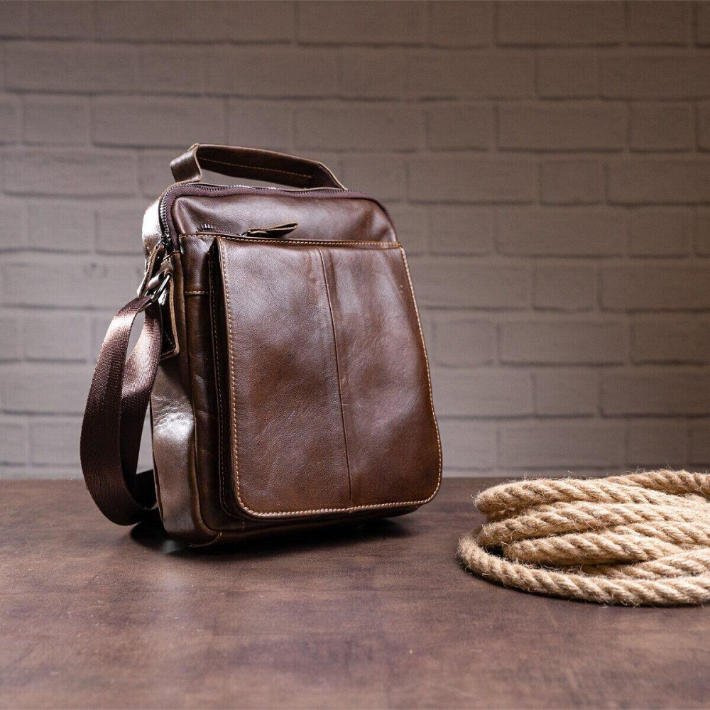 Сумка чоловіча шкіряна Vintage 14846 Коричнева Київ - фото 5