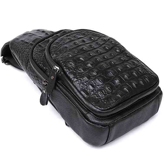 Современная кожаная мужская сумка через плечо Vintage 20674 Черный Киев