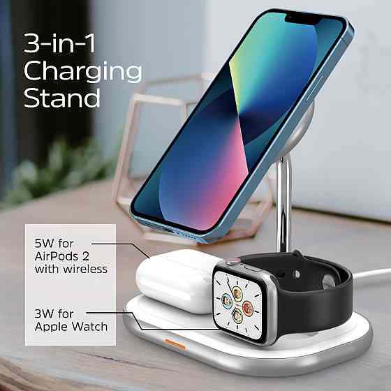 Зарядний пристрій 15W 3-in-1 Magnetic Wireless Fast Charger white Energizer Винница