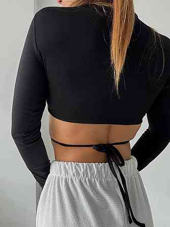 Жіночий романтичний  кроп топ з зав'язками мікродайвінг Одеса