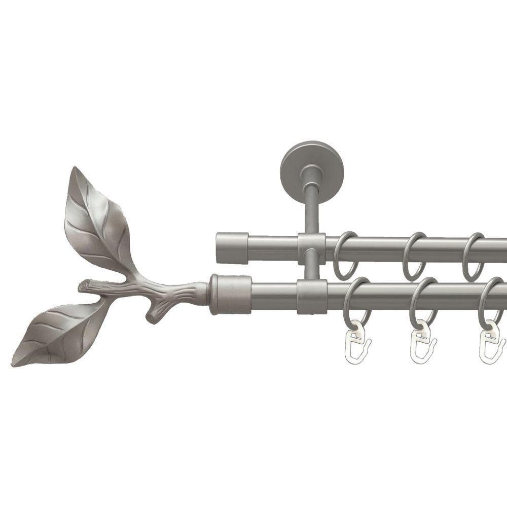 Карниз Orvit Листок Троянди металевий дворядний закритий гладка труба кільце металеве Сатин 16\16 мм 160 см Львов - изображение 1