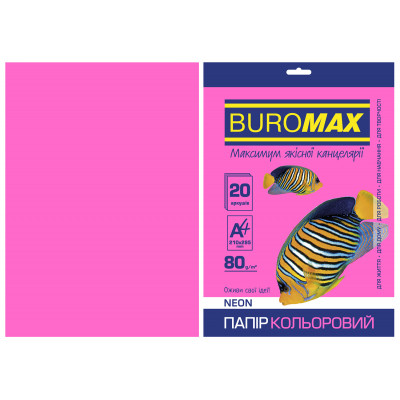 Папір Buromax А4, 80g, NEON crimson, 20sh (BM.2721520-29) Вінниця - фото 1