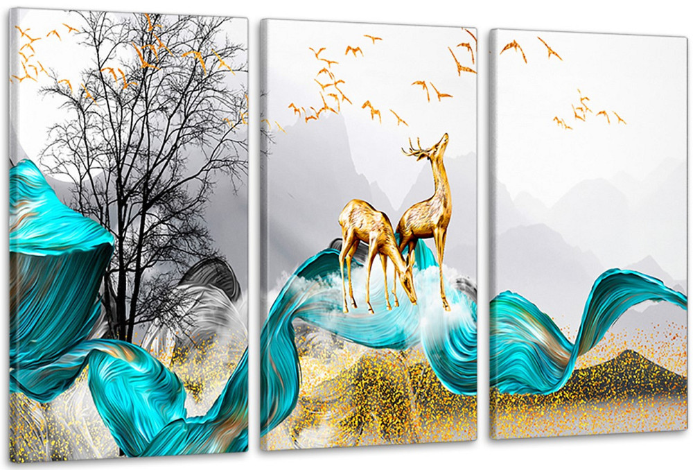 Модульная картина в гостиную / спальню   Олені     ART-201_3A 70х130 см Киев - изображение 1