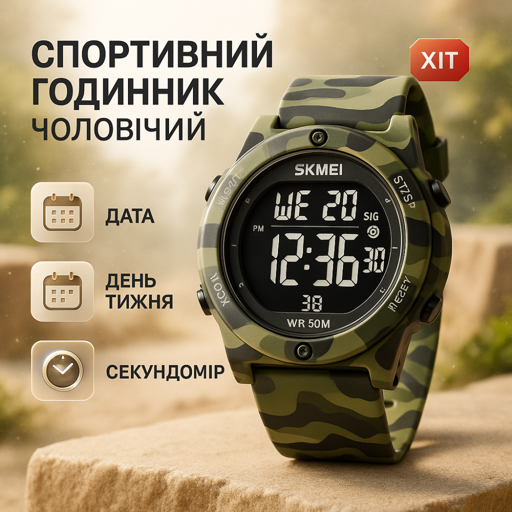 Водонепроницаемые электронные часы SKMEI, Часы армейские для зсу Армейские электронные AO-27 Львов - изображение 18