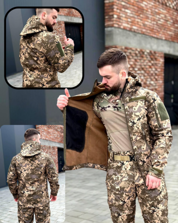 Мужская военная пиксельная куртка soft shell демисезонная тактическая куртка софт шел для военнослужащих Львов