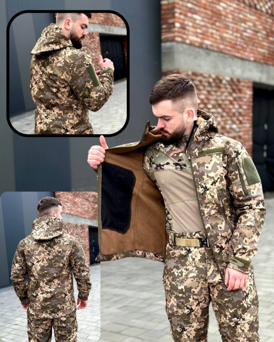 Мужская военная пиксельная куртка soft shell демисезонная тактическая куртка софт шел для военнослужащих Львов - изображение 1