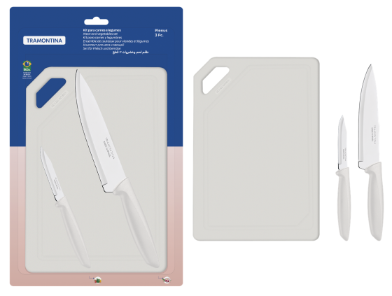 Набір ножів Tramontina Plenus light grey, 3 предмети (6747192) Київ