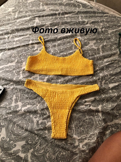 Купальник резинка жатка роздільний жіночий жовтий Київ - фото 3