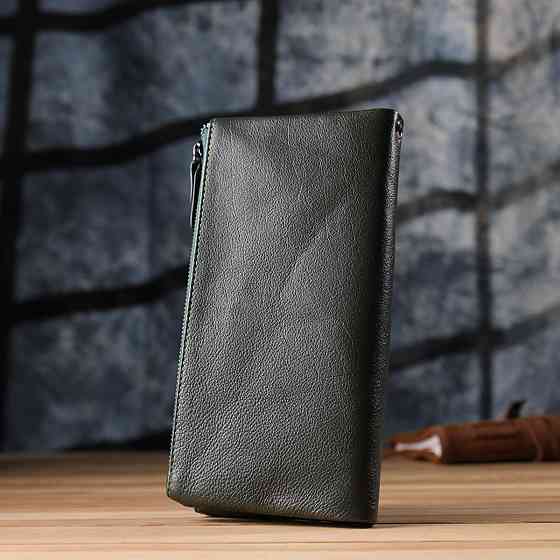 Красивый кожаный кошелек на три отделения ST Leather 23110 Зеленый Киев