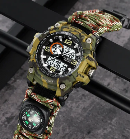 Годинник чоловічий спортивний наручний Skmei 1283 з паракордовим ремінцем (Камуфляж) Вінниця