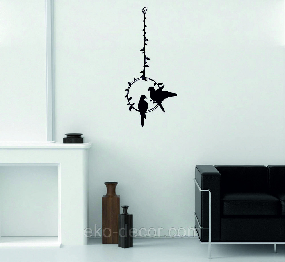 Декоративное настенное Панно «Две птички», Декор на стену 90*39 см, Черный Киев - изображение 2