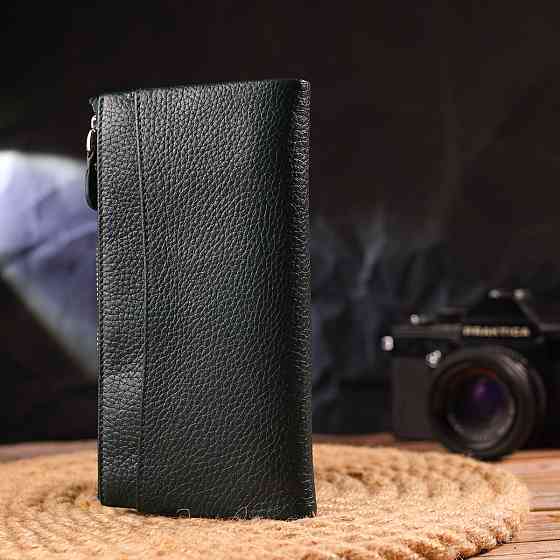 Місткий гаманець з натуральної зернистої шкіри CANPELLINI 21633 Зелений Київ