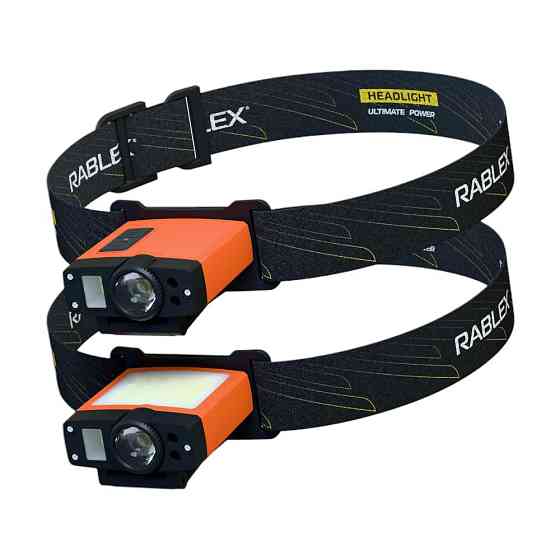 Налобний ліхтар Rablex RB975, 2 Ліхтарика, Станція PowerBank, 800 Lumen, Type-C, Карабін, Сенсор Дніпро