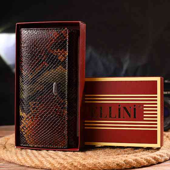 Горизонтальний жіночий гаманець з натуральної шкіри з тисненням під змію CANPELLINI 21648 Різнокольоровий Київ