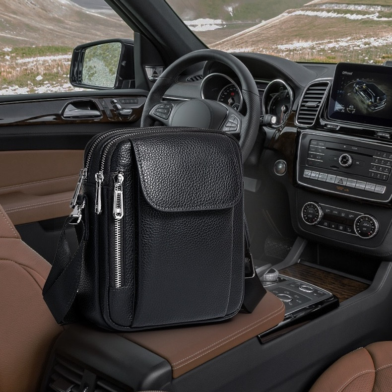 Чоловіча шкіряна сумка через плече Bexhill чорна Киев - изображение 7