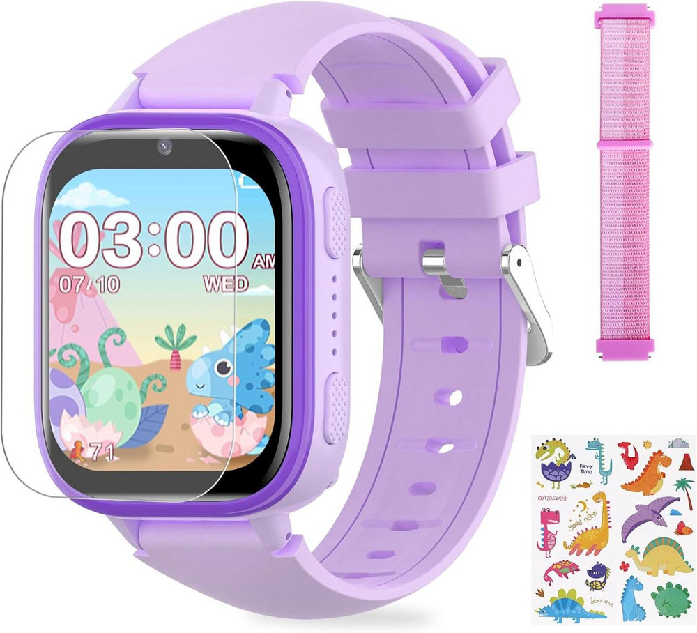Детские смарт-часы со звонками, играми, аудиокнигами, сказками, учебными карточками, фиолетовый, на подарок Киев - изображение 1