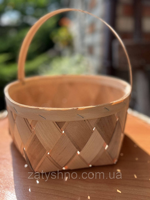 Кошик плетений зі шпону великий Київ - фото 4