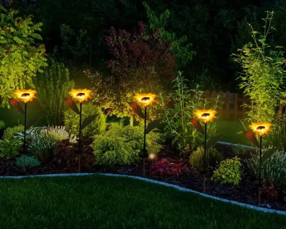 Садовый светильник на солнечной батарее Подсолнечник, 75 см, Теплый белый / Газонный светодиодный фонарь Коломия - фото 4