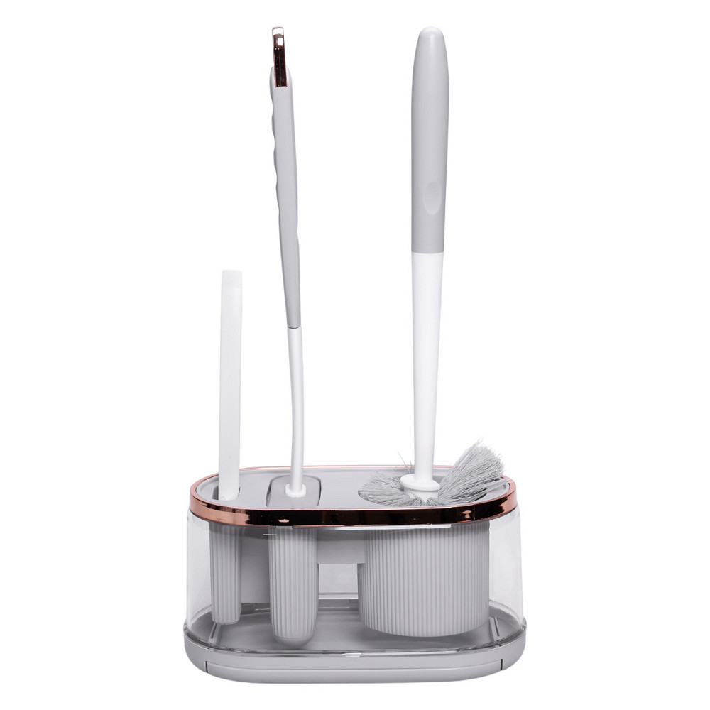 Набір для туалету настінний 3 в 1: 2 йоржики + щітка, йорж для унітазу силіконовий з щіткою йоржик для унітазу HP-35015-47G Київ - фото 9