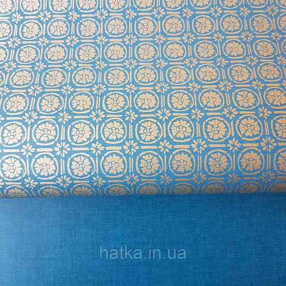 Шпалери вінілові на флізелін Caselio Mystery 0.53х10 м геометрія яскраві фігури золотисті на синьому Київ