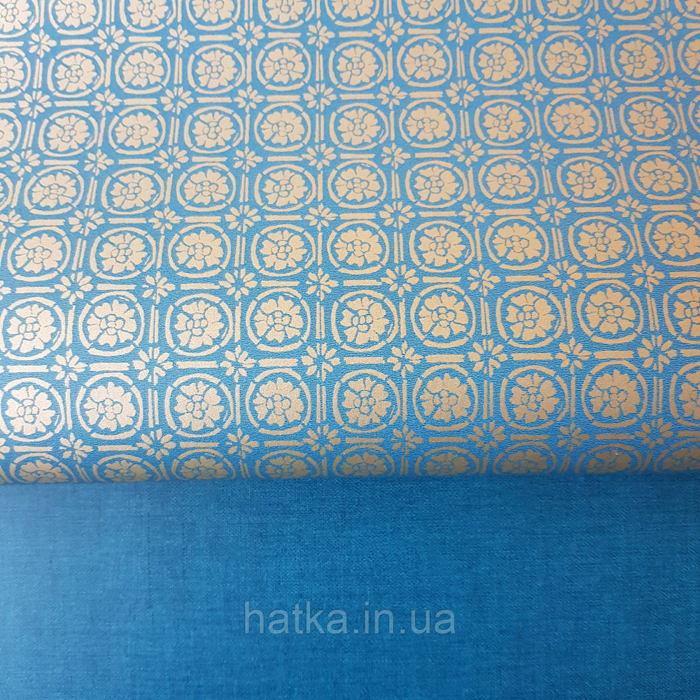 Шпалери вінілові на флізелін Caselio Mystery 0.53х10 м геометрія яскраві фігури золотисті на синьому Київ - фото 3