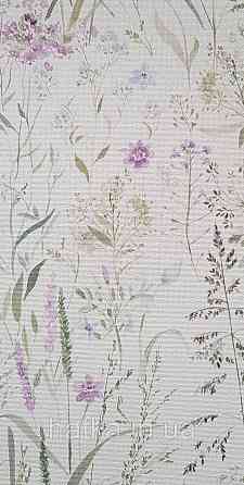 Шпалери вінілові на флізеліні Grandeco Universe метрові прованс квіти листя зелені бузкові рожеві Київ
