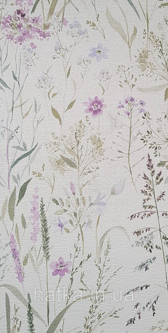 Шпалери вінілові на флізеліні Grandeco Universe метрові прованс квіти листя зелені бузкові рожеві Київ - фото 2