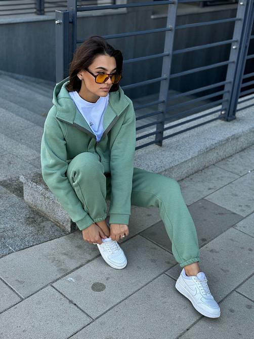 Теплый спортивный костюм женский на змейке Оливковый 46/48 Харьков - изображение 2