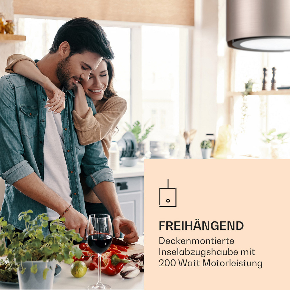 Вытяжка Skyfall Smart Island Ø45см рециркуляционная 402м³/ч LED золото (Германия, читать описание) Ровно - изображение 2