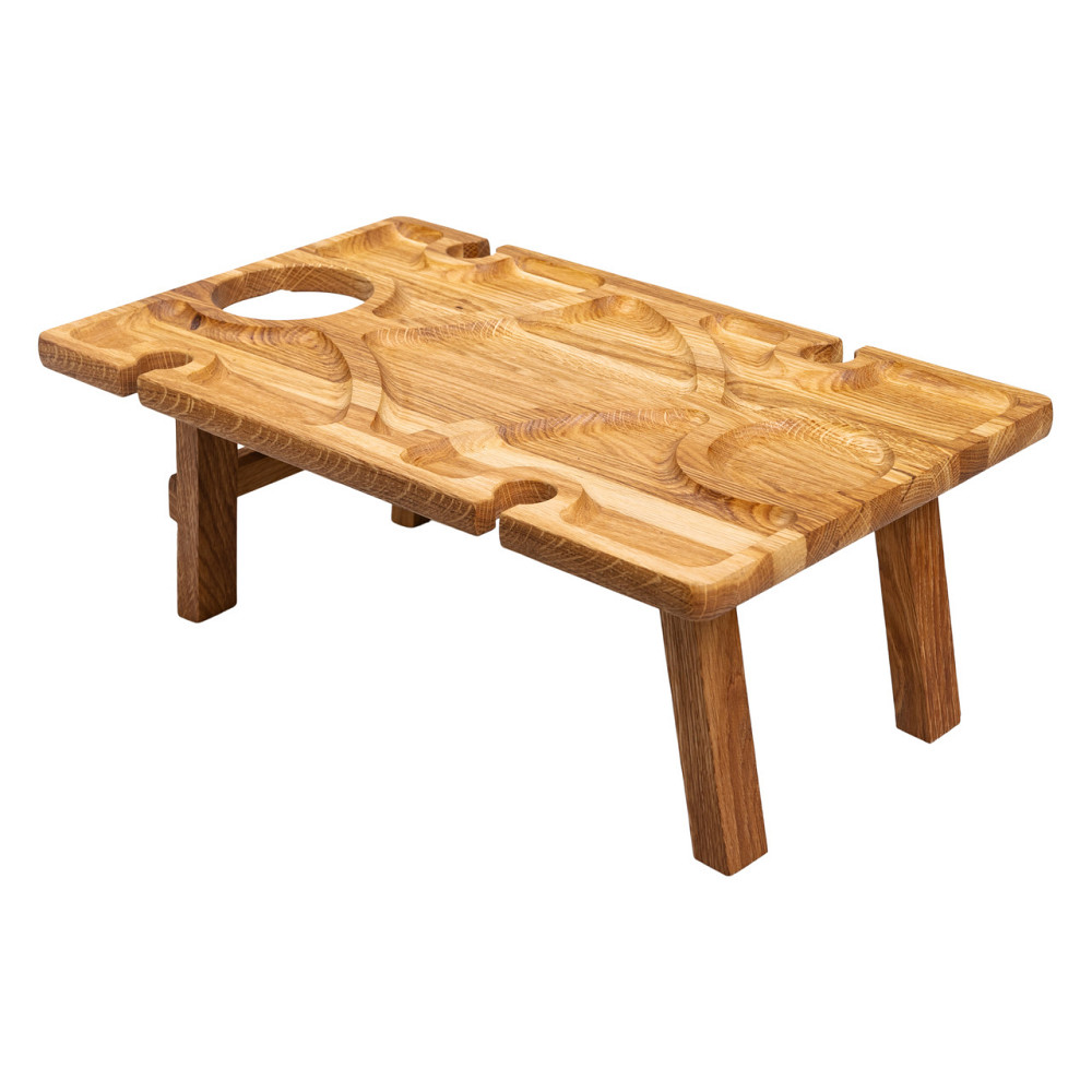 Lugi Винний столик-менажниця з дерева 50×30 см прямокутний на ніжках дуб Коломыя - изображение 1