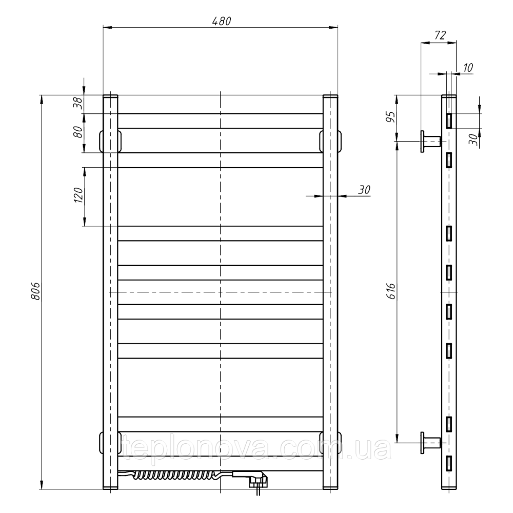 Полотенцесушитель Авангард 480х800 левый Черновцы - изображение 4