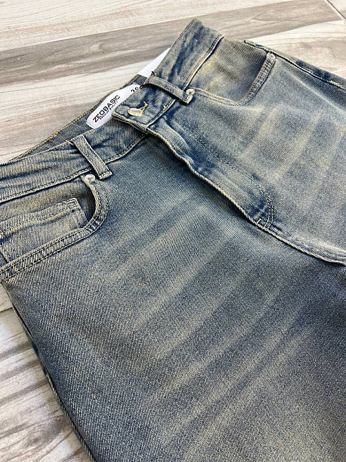 Джинси жіночі Zeo Basic 4679 кльош від коліна висока посадка стрейчеві вінтажні блакитні, блакитний, 40, 40, 86 см, 115 см Київ - фото 12