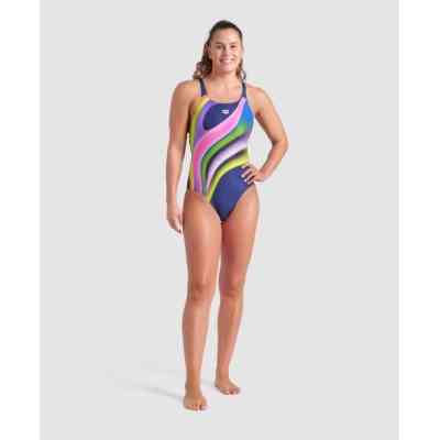 Купальник Arena Water Fluids Swimsuit Swim Pro 008837-570 Темно-синій/Рожевий/Салатовий 44 (3468337533313) Вінниця