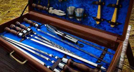 Подарочний набір для шашлика в кожаному кейсі ідеальний подарунок татові VIP 8 Тернопіль