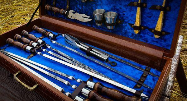 Подарочний набір для шашлика в кожаному кейсі ідеальний подарунок татові VIP 8 Тернопіль - фото 4