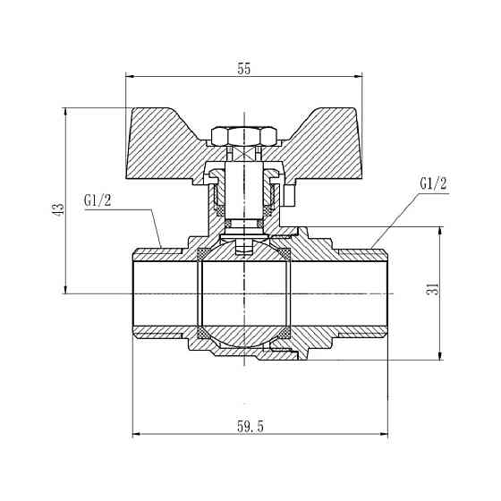 Кран кульовий Thermo Alliance Forte 1/2" НР для води (метелик) SF606W15 Київ