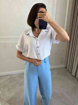 Жіноча легка базова сорочка з коротким рукавом на ґудзиках американський креп Білий, 46/48 Одеса