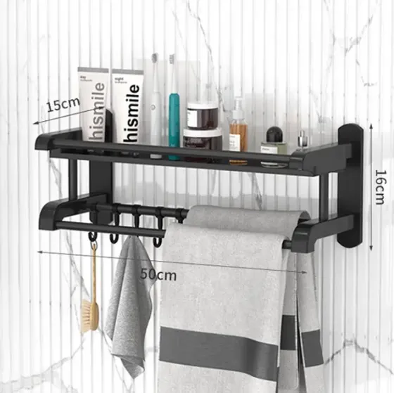 Полка для ванной комнаты с вешалкой для полотенец SKLM-9 40см Коломия